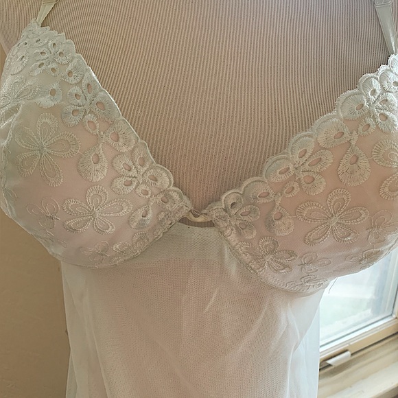 Powder blue & White Sheer & Lace Chemise with Adjustable Straps 2X - Picture 6 of 11